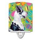 Great Dane Easter Eggtravaganza Ceramic Night Light Compact, UL-Certified, Ideal for Bedroom, Bathroom, Nursery, Hallway, Kitchen, 6x4x3, Multicolor