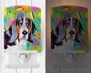 Basset Hound Easter Eggtravaganza Ceramic Night Light Compact, UL-Certified, Ideal for Bedroom, Bathroom, Nursery, Hallway, Kitchen, 6x4x3, Multicolor