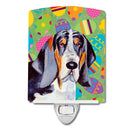Basset Hound Easter Eggtravaganza Ceramic Night Light Compact, UL-Certified, Ideal for Bedroom, Bathroom, Nursery, Hallway, Kitchen, 6x4x3, Multicolor
