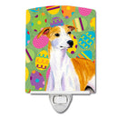 Whippet Easter Eggtravaganza Ceramic Night Light Compact, UL-Certified, Ideal for Bedroom, Bathroom, Nursery, Hallway, Kitchen, 6x4x3, Multicolor