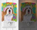 Bearded Collie Easter Eggtravaganza Ceramic Night Light Compact, UL-Certified, Ideal for Bedroom, Bathroom, Nursery, Hallway, Kitchen, 6x4x3, Multicolor