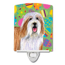 Bearded Collie Easter Eggtravaganza Ceramic Night Light Compact, UL-Certified, Ideal for Bedroom, Bathroom, Nursery, Hallway, Kitchen, 6x4x3, Multicolor