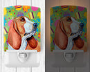 Basset Hound Easter Eggtravaganza Ceramic Night Light Compact, UL-Certified, Ideal for Bedroom, Bathroom, Nursery, Hallway, Kitchen, 6x4x3, Multicolor
