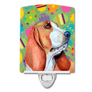 Basset Hound Easter Eggtravaganza Ceramic Night Light Compact, UL-Certified, Ideal for Bedroom, Bathroom, Nursery, Hallway, Kitchen, 6x4x3, Multicolor