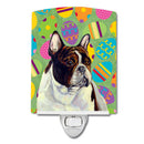 French Bulldog Easter Eggtravaganza Ceramic Night Light Compact, UL-Certified, Ideal for Bedroom, Bathroom, Nursery, Hallway, Kitchen, 6x4x3, Multicolor