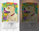 Labrador Easter Eggtravaganza Ceramic Night Light Compact, UL-Certified, Ideal for Bedroom, Bathroom, Nursery, Hallway, Kitchen, 6x4x3, Multicolor