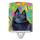 Schipperke Easter Eggtravaganza Ceramic Night Light Compact, UL-Certified, Ideal for Bedroom, Bathroom, Nursery, Hallway, Kitchen, 6x4x3, Multicolor