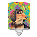 Dachshund Easter Eggtravaganza Ceramic Night Light Compact, UL-Certified, Ideal for Bedroom, Bathroom, Nursery, Hallway, Kitchen, 6x4x3, Multicolor