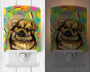 Tibetan Spaniel Easter Eggtravaganza Ceramic Night Light Compact, UL-Certified, Ideal for Bedroom, Bathroom, Nursery, Hallway, Kitchen, 6x4x3, Multicolor