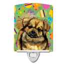 Tibetan Spaniel Easter Eggtravaganza Ceramic Night Light Compact, UL-Certified, Ideal for Bedroom, Bathroom, Nursery, Hallway, Kitchen, 6x4x3, Multicolor