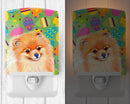 Pomeranian Easter Eggtravaganza Ceramic Night Light Compact, UL-Certified, Ideal for Bedroom, Bathroom, Nursery, Hallway, Kitchen, 6x4x3, Multicolor