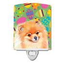 Pomeranian Easter Eggtravaganza Ceramic Night Light Compact, UL-Certified, Ideal for Bedroom, Bathroom, Nursery, Hallway, Kitchen, 6x4x3, Multicolor