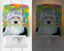 Old English Sheepdog Easter Eggtravaganza Ceramic Night Light Compact, UL-Certified, Ideal for Bedroom, Bathroom, Nursery, Hallway, Kitchen, 6x4x3, Multicolor