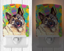 Norwegian Elkhound Easter Eggtravaganza Ceramic Night Light Compact, UL-Certified, Ideal for Bedroom, Bathroom, Nursery, Hallway, Kitchen, 6x4x3, Multicolor