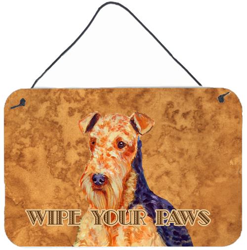 Airedale Wipe your Paws Aluminium Metal Wall or Door Hanging Prints