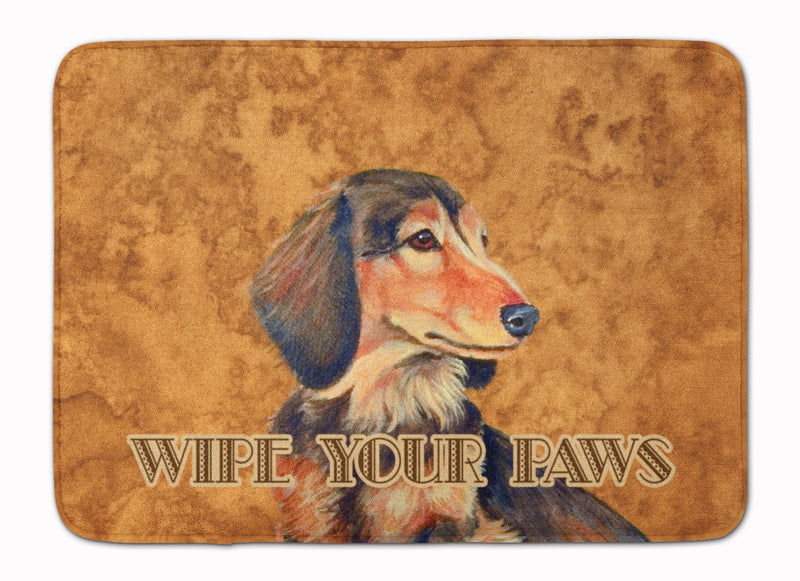 Longhair Chocolate Dachshund Wipe your Paws Machine Washable Memory Foam Mat LH9460RUG