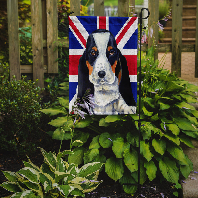 Basset Hound with English Union Jack British Flag Garden Flag - Outdoor Decorative Yard Flag