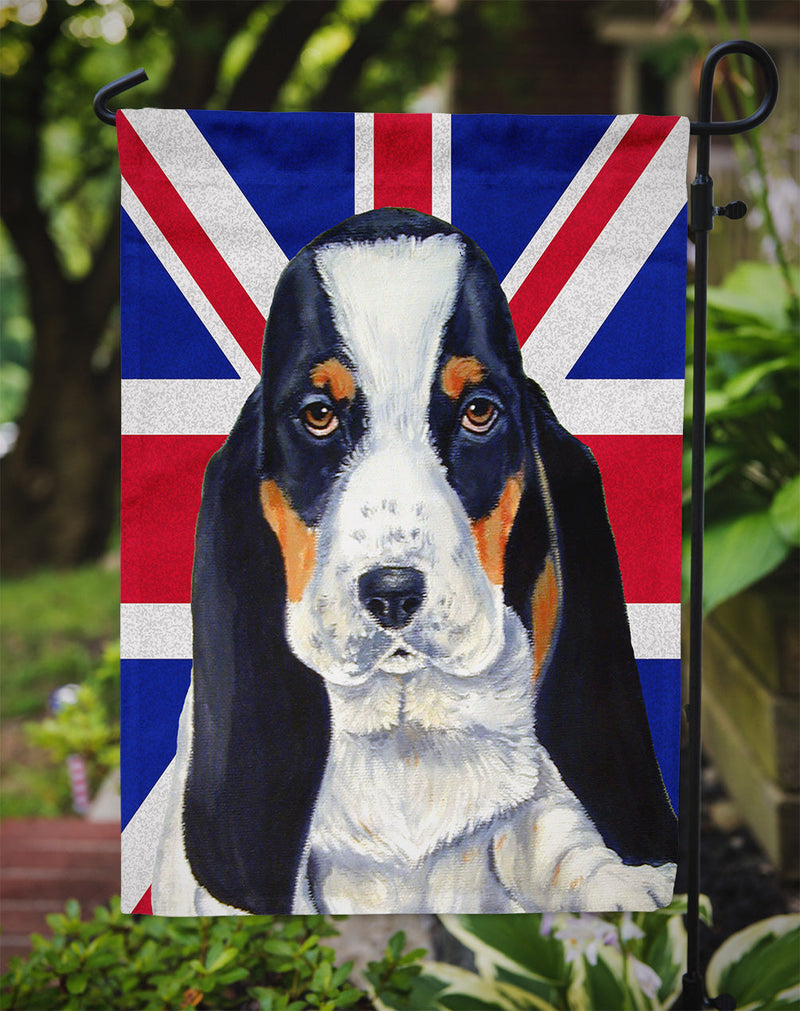 Basset Hound with English Union Jack British Flag Garden Flag - Outdoor Decorative Yard Flag