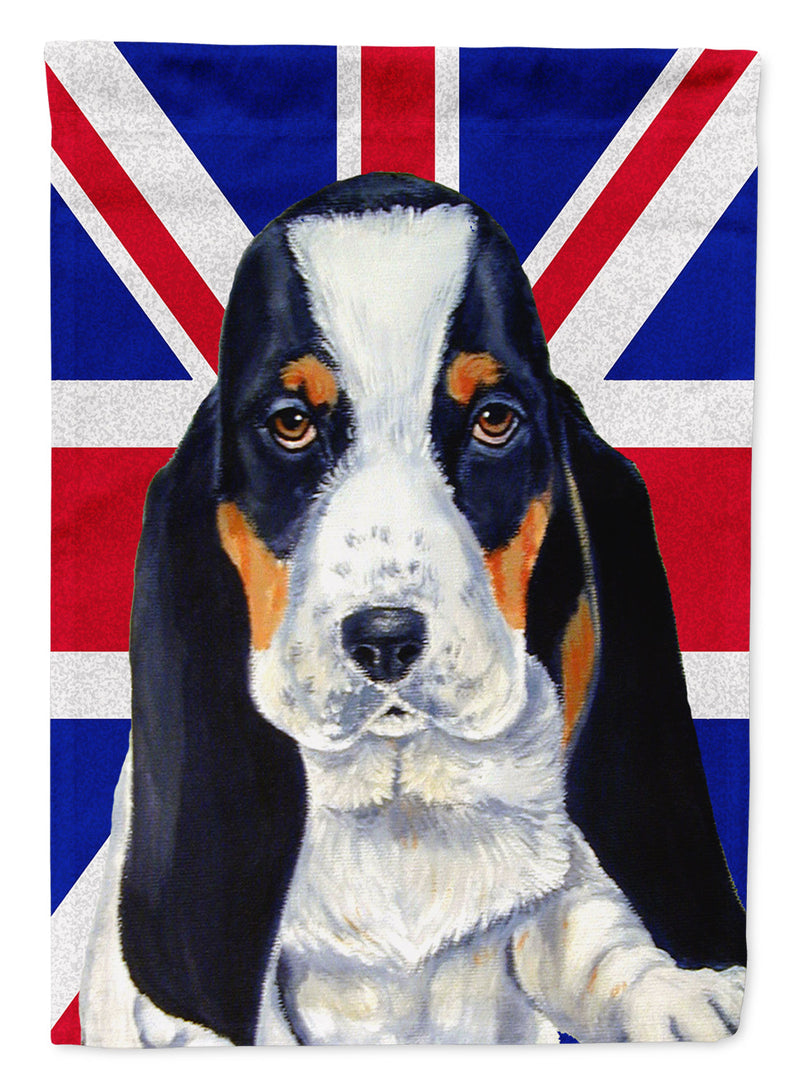 Basset Hound with English Union Jack British Flag Garden Flag - Outdoor Decorative Yard Flag