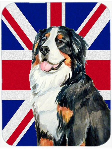 Bernese Mountain Dog with English Union Jack British Flag Glass Cutting Board Large Size LH9486LCB