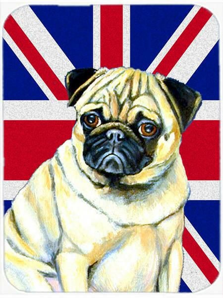 Pug with English Union Jack British Flag Glass Cutting Board Large Size LH9494LCB