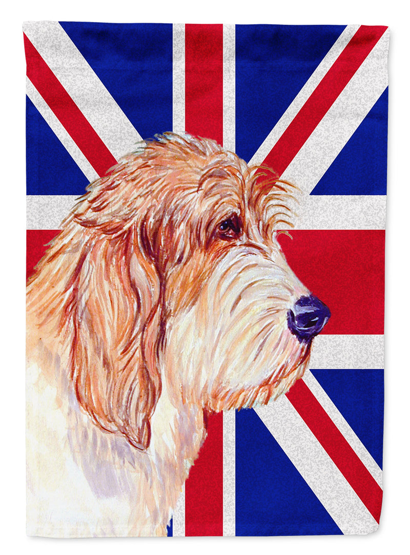 Petit Basset Griffon Vendeen PBGV with English Union Jack British Flag Flag Canvas House Size LH9496CHF