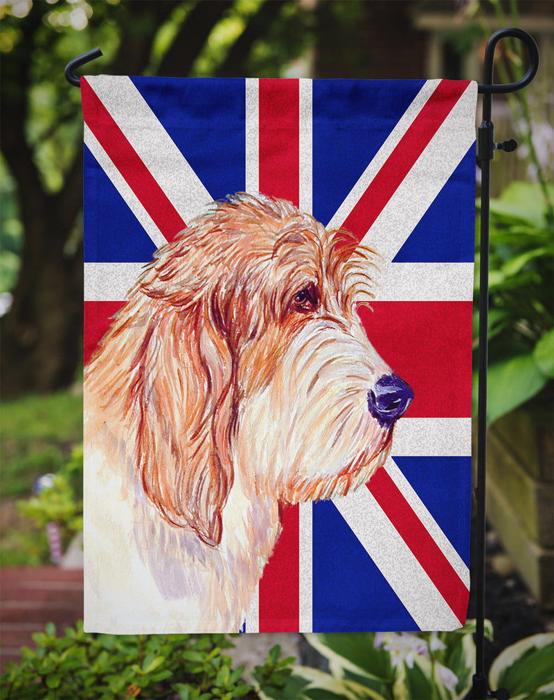 Petit Basset Griffon Vendeen PBGV with English Union Jack British Flag Flag Garden Size