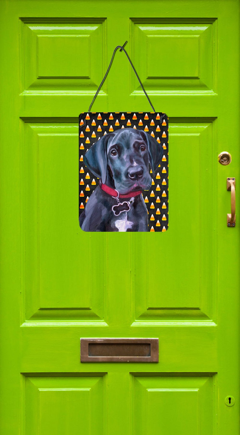 Black Great Dane Puppy Candy Corn Halloween Wall or Door Hanging Prints LH9551DS1216