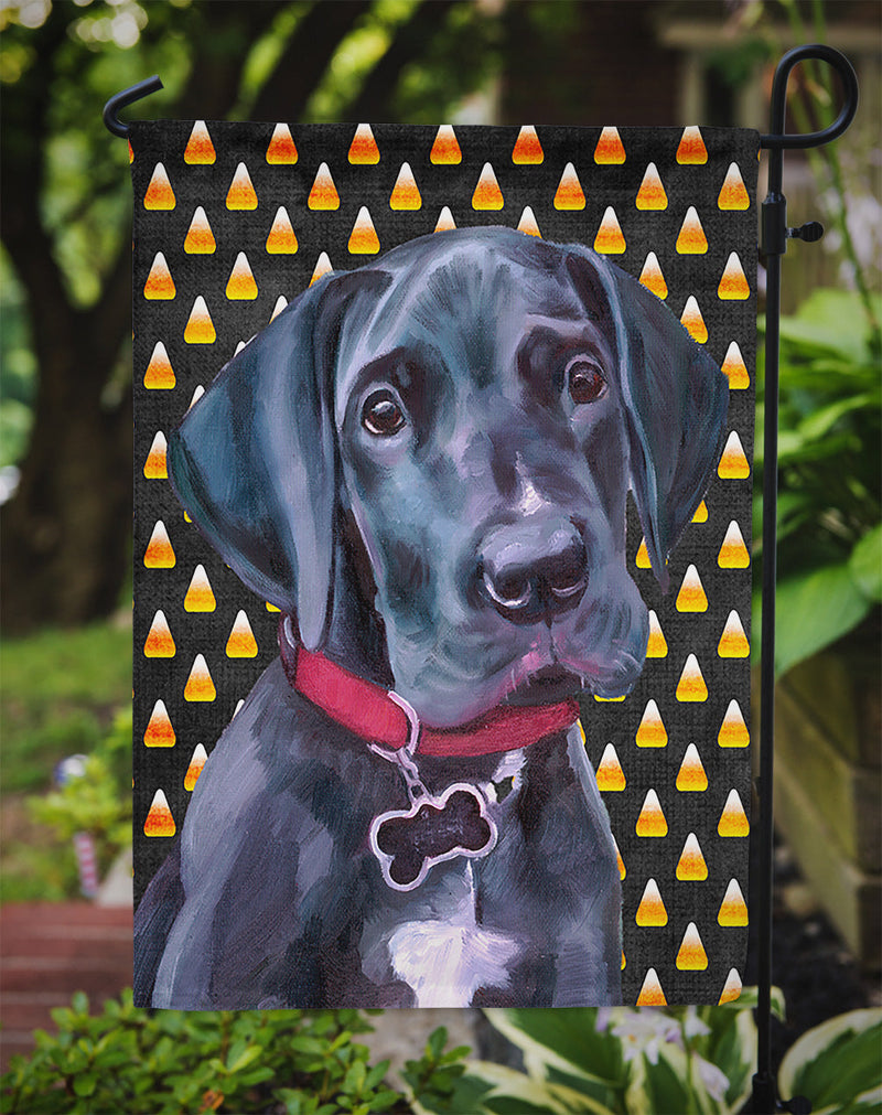 Black Great Dane Puppy Candy Corn Halloween Flag Garden Size