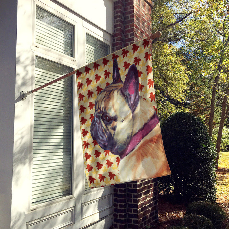 French Bulldog Frenchie Fall Leaves Flag Canvas House Size LH9559CHF