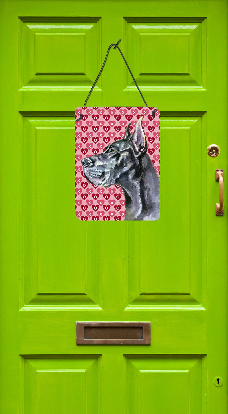 Black Great Dane Hearts Love and Valentine's Day Wall or Door Hanging Prints LH9564DS1216