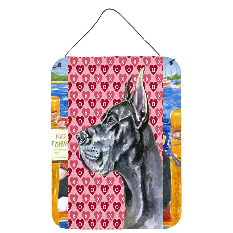 Black Great Dane Hearts Love and Valentine's Day Wall or Door Hanging Prints LH9564DS1216