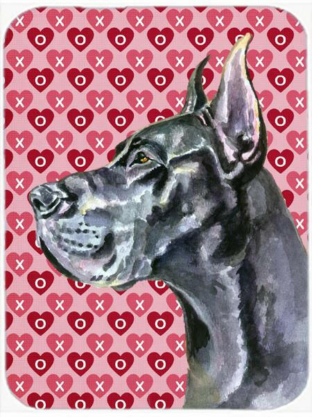 Black Great Dane Hearts Love and Valentine's Day Glass Cutting Board Large LH9564LCB