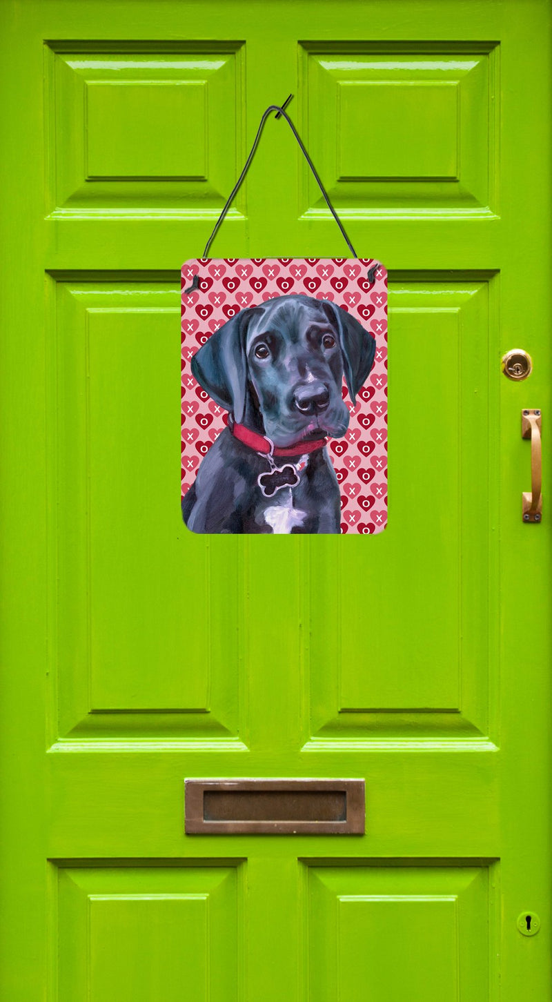 Black Great Dane Puppy Hearts Love and Valentine's Day Wall or Door Hanging Prints LH9565DS1216