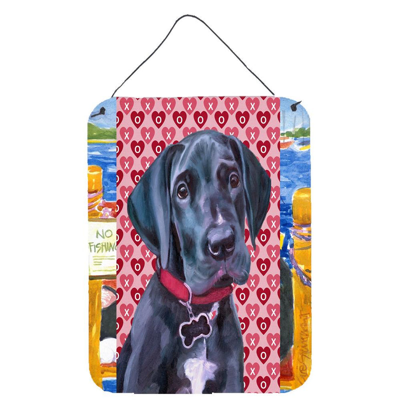 Black Great Dane Puppy Hearts Love and Valentine's Day Wall or Door Hanging Prints LH9565DS1216