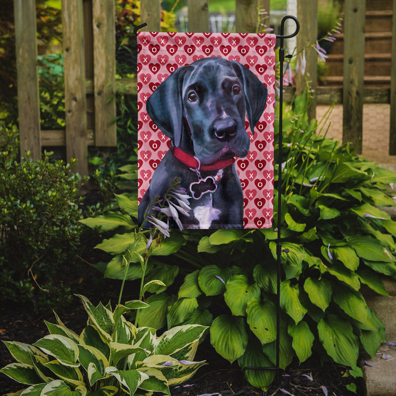 Black Great Dane Puppy Hearts Love and Valentine's Day Flag Garden Size LH9565GF