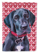 Black Great Dane Puppy Hearts Love and Valentine's Day Garden Flag - Outdoor Decorative Yard Flag LH9565GF
