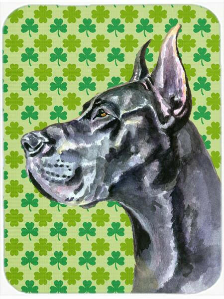 Black Great Dane St. Patrick's Day Shamrock Glass Cutting Board Large LH9571LCB