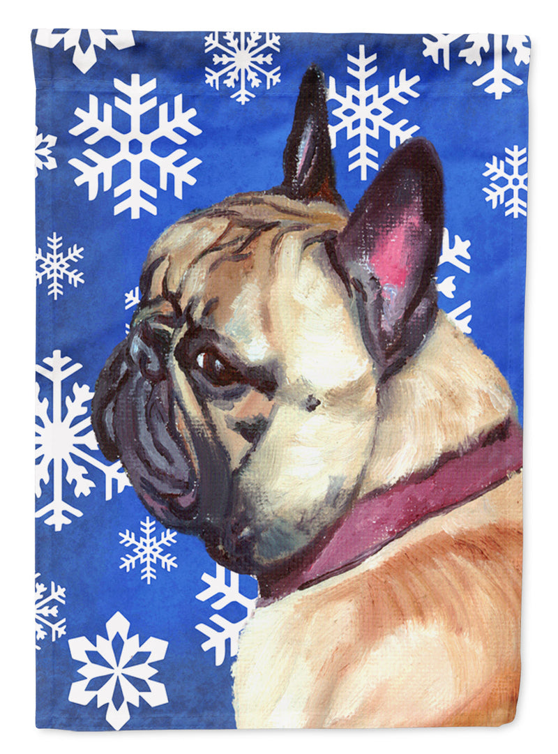 French Bulldog Frenchie Winter Snowflakes Holiday Flag Canvas House Size LH9587CHF