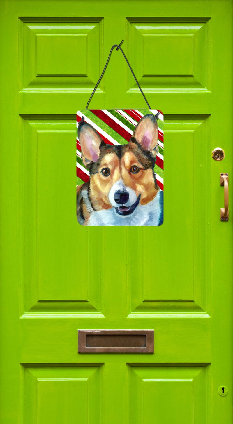 Corgi Candy Cane Holiday Christmas Wall or Door Hanging Prints LH9595DS1216