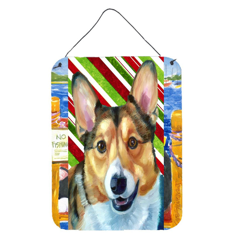 Corgi Candy Cane Holiday Christmas Wall or Door Hanging Prints LH9595DS1216