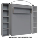 Easy-Lift Full Murphy Wall Bed in Grey with Bookshelf