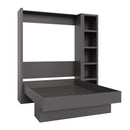 Easy-Lift Queen Murphy Wall Bed in Dark Grey with Bookshelf by Sharicks