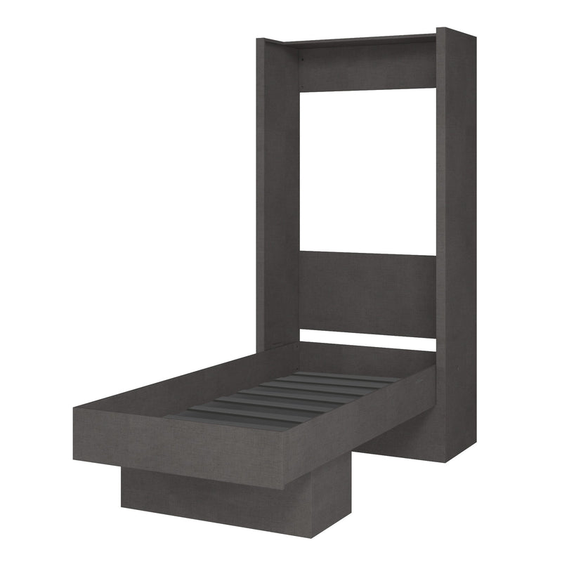 Easy-Lift Twin Murphy Wall Bed in Dark Grey with Shelf