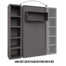 Easy-Lift Twin Murphy Wall Bed in Dark Grey with Bookshelf