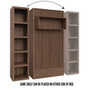 Easy-Lift Twin Murphy Wall Bed in Natural Brown Wood Grain with Bookshelf