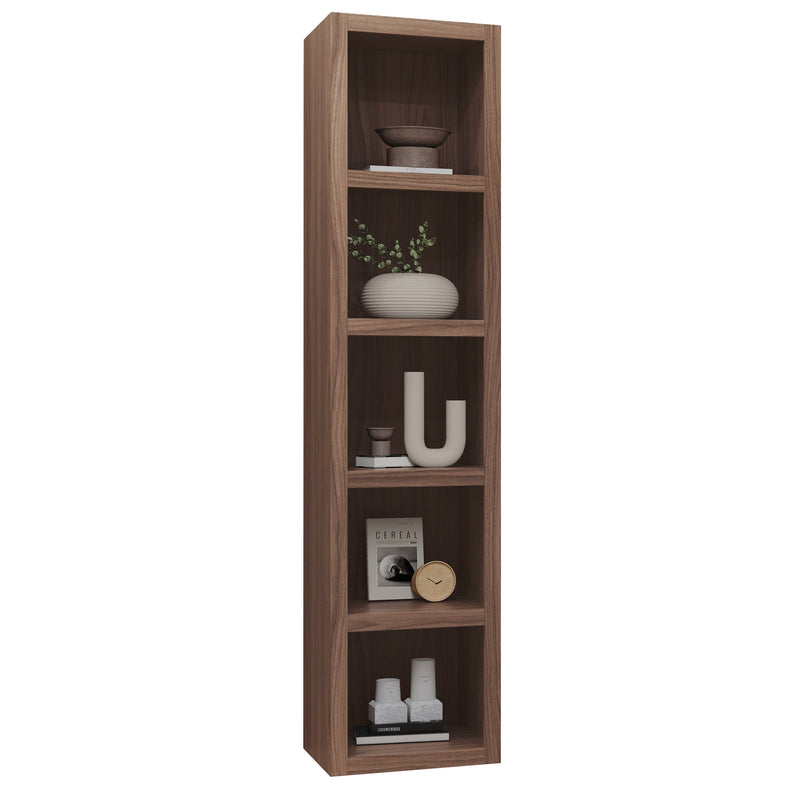 Brown Natural Wood Grain 84-in Tall Wooden Bookcase Shelf