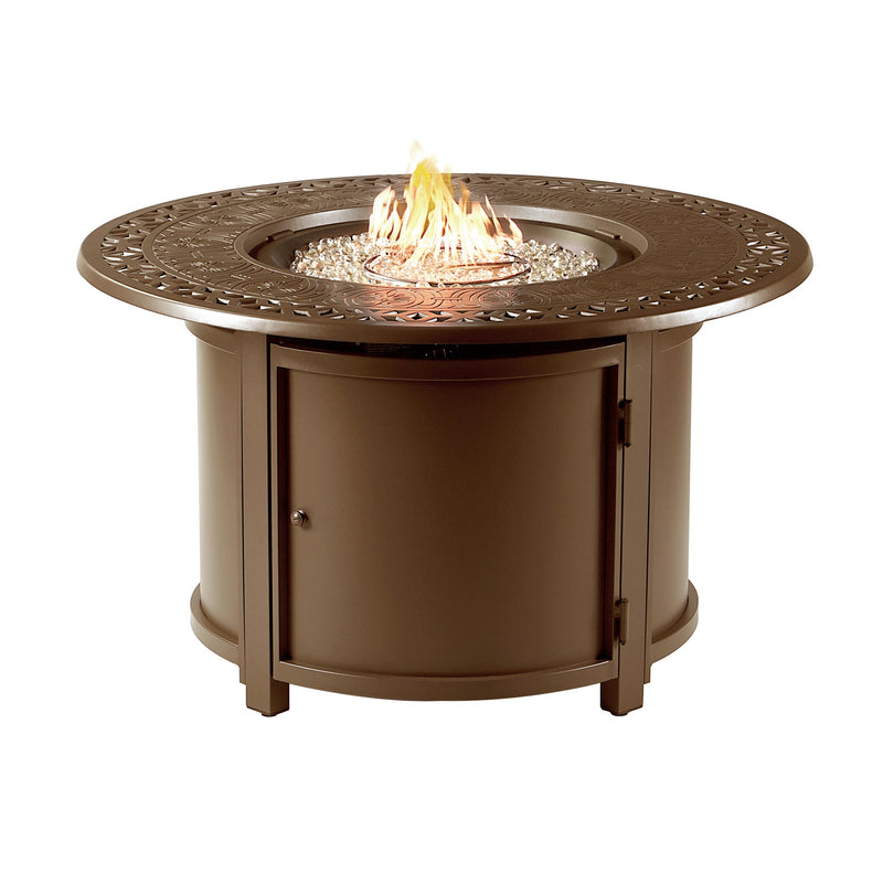 Aluminum 44-in Round Propane Fire Table with Beads, Covers and Lid