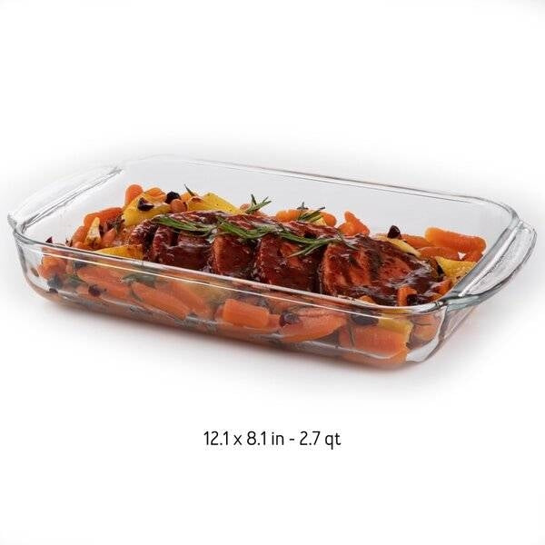 3 Piece Transparent Glass Casserole Baking Dish Set, photo 3 of 4