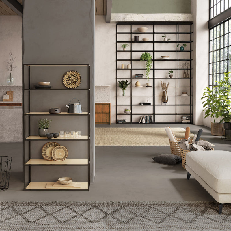 Freestanding Bookshelf Room Divider - Room Divider Bookcase with Modern Design LIUM Decorative Shelving Unit Combo 3x5/1